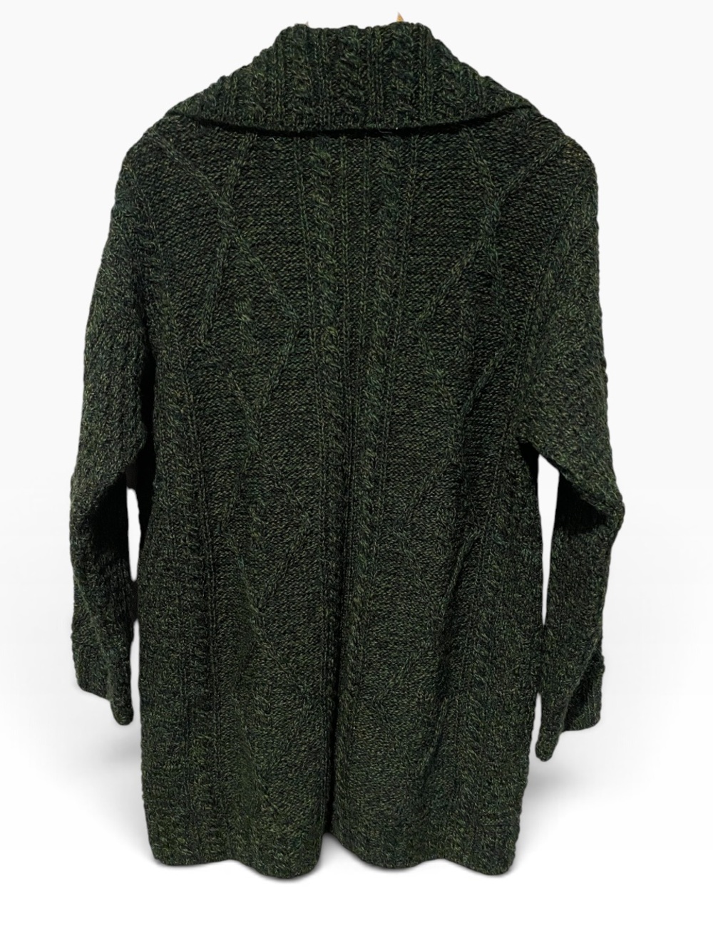 CARRAIGDONN GREEN WOOL CABLE KNIT CARDIGAN WOOL SWEATER MADE IN IRELAND MEDIUM - Picture 4 of 6